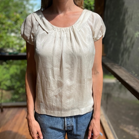 Silk white Mint shortsleeve blouse - Picture 1 of 3